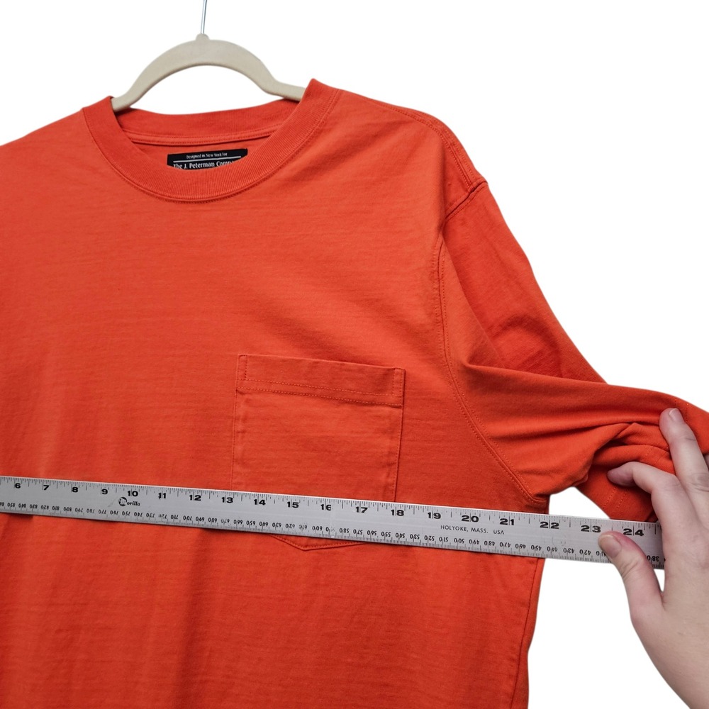 The J. Peterman Company Mens Orange Crew Neck Pocket T Shirt Size L Basic Casual - Picture 6 of 9